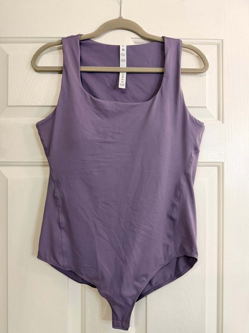 Rae Mode Purple Scoop Neck Sleeveless Bodysuit 1XL Plus Size Built-In Bra